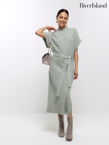 Vihreä - River Island Roll Neck Midi Dress (N48109) | €63