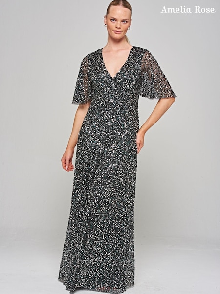 Amelia Rose Embellished Maxi Black Dress (N48210) | €149