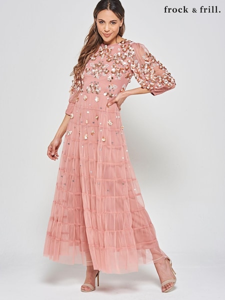Frock and Frill Pink Embellished Maxi Dress (N48215) | €61