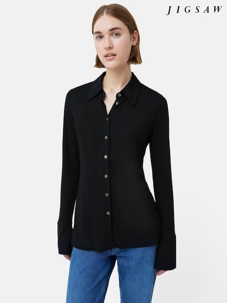 Jigsaw Crepe Jersey Black Shirt (N48266) | €77