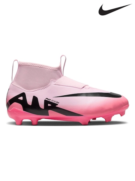 Roz/negru - Ghete de fotbal pentru teren ferm Nike Zoom Mercurial Superfly 9 pentru copii (N48545) | 292 LEI