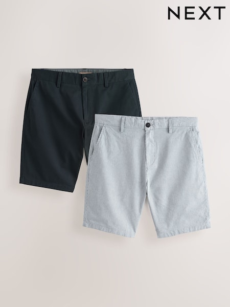 Laivasto/Kevyt Sininen Raita - Kape istuvuus - Stretch Chino Shorts 2 Pack (N48675) | €38