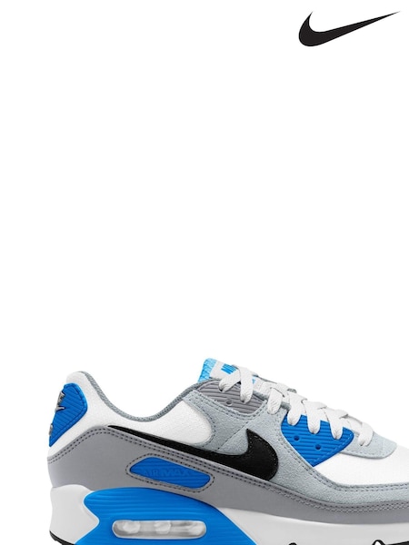 Nike White/Blue Air Max 90 Trainers (N48746) | €185
