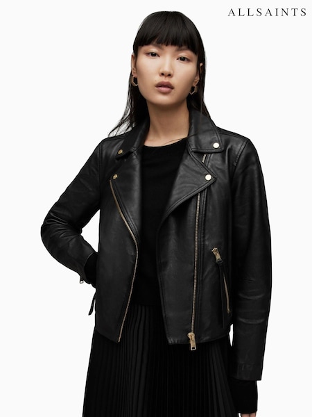 AllSaints Black Golden Dalby Biker Jacket (N48761) | €459