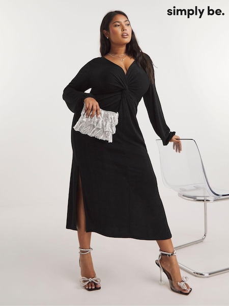 Simply Be Slinky Knot Front Midi Dress (N48879) | €9