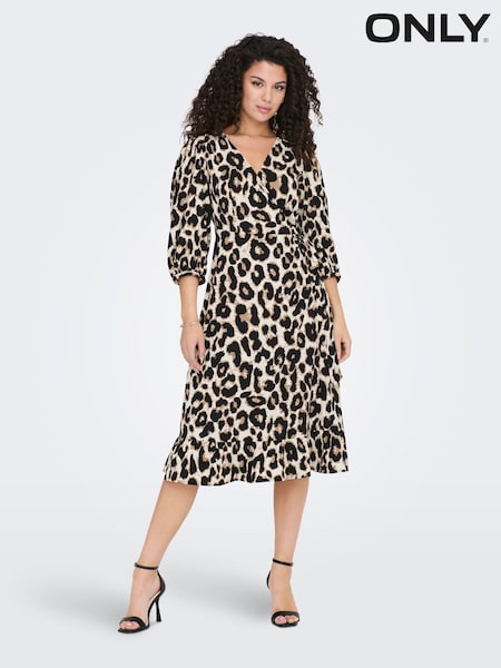 ONLY Print Long Sleeve Wrap Midi Dress (N48889) | 104 LEI