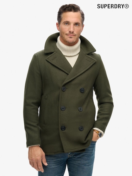 Superdry Green The Merchant Store Wool Pea Coat (N48910) | €133