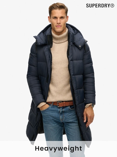 Superdry Blue Ripstop Longline Puffer Coat Jacket (N48937) | $236