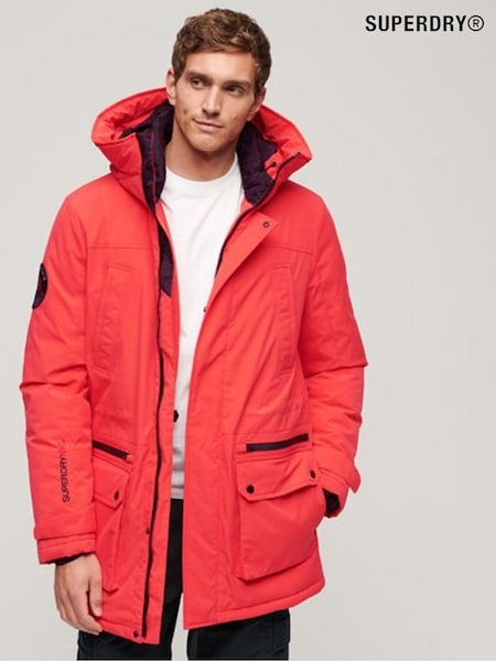 Superdry Red/Black City Hooded Padded Parka Coat Jacket (N48941) | €114