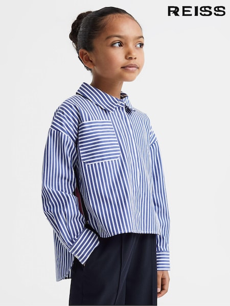 Reiss Blue Danica 4-9 yrs Striped Cotton Shirt (N49014) | AED252