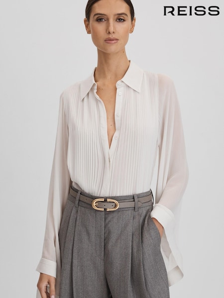 Vaalea Sininen - Reiss Magda Laskostettu/vekki- Flared Sleeve Pusero (N49015) | €249
