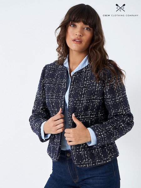 Crew Clothing Company Navy Blue Textured Casual Casual Jacket (N49188) | €46