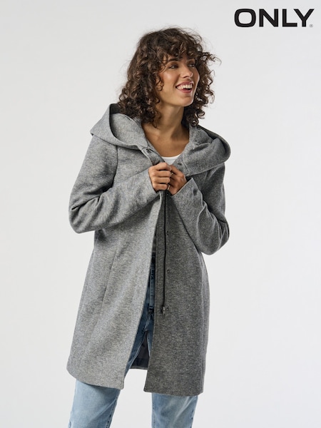 ONLY Grey Hooded Smart Coat (N49241) | kr643