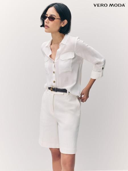 VERO MODA White Tortoise Shell Button Through Shirt (N49262) | 1,562 UAH
