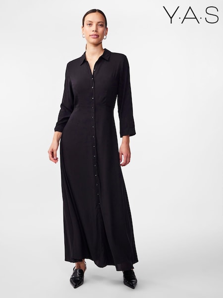YAS Black Maxi Length Shirt Dress (N49279) | €42