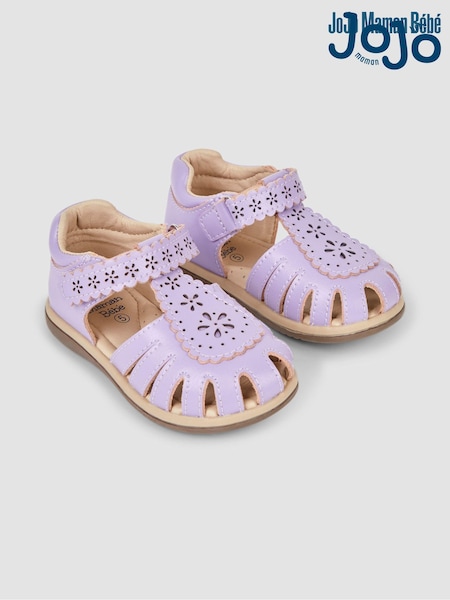 JoJo Maman Bébé Lilac Pretty Leather Closed Toe Sandals (N49410) | €41