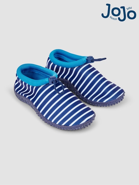 JoJo Maman Bébé Navy Blue Stripe Print Beach and Swim Shoes (N49436) | €26