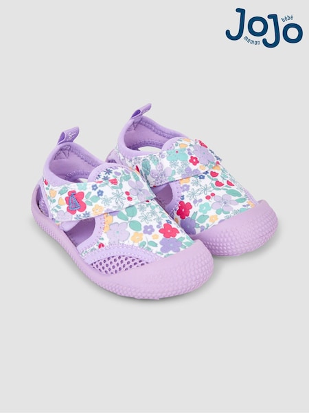JoJo Maman Bébé Lilac Floral Print Beach & Swim Sandals (N49468) | ₪80