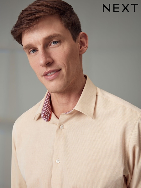 Yellow Slim Fit Trimmed Easy Care Single Cuff Shirt (N49528) | €4
