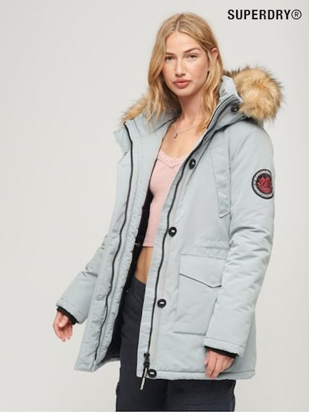 Superdry Blue Everest Faux Fur Hooded Water-Repellent Parka Coat (N49625) | €144