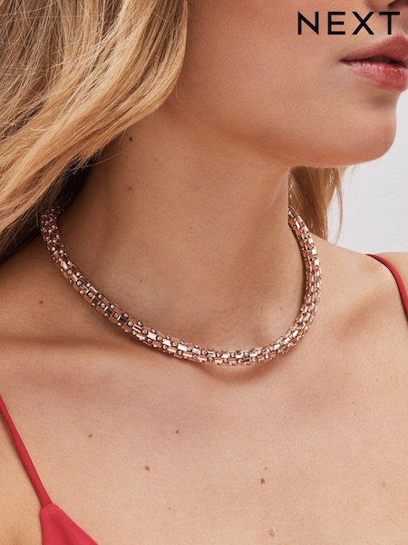 لون ذهبي وردي - Sparkle Tube Short Necklace (N4M936) | ‏21 د.إ.‏