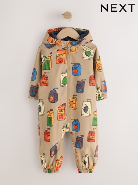 Juice Box Print - Waterproof Fleece Lined Puddlesuit (3mths-7yrs)