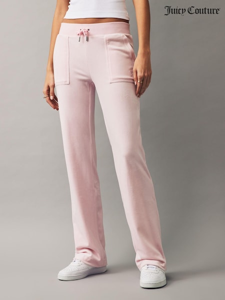 Juicy Couture Pink Classic Velour Mid Rise Pocketed Trackpants (N50220) | €51