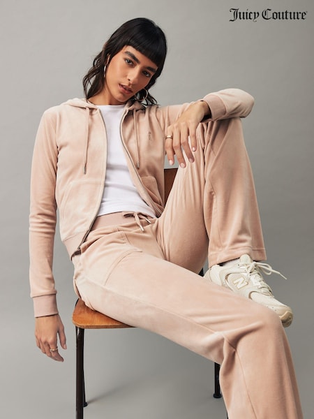 Juicy Couture Womens Zip Through Velour Robertson Zip Up Hoodie (N50224) | €31