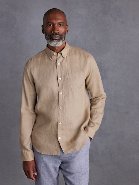 Neutral - Signature 100% Linen Long Sleeve Shirt (N50266) | 159 LEI