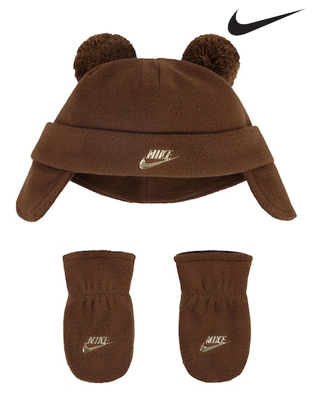 Nike Brown/Gold Infant Pom Pom Trapper Hat 12-24 Months (N50298) | €13.50