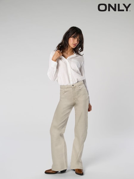 ONLY Cream High Waisted Wide Leg 100% Cotton Jeans (N50490) | €46