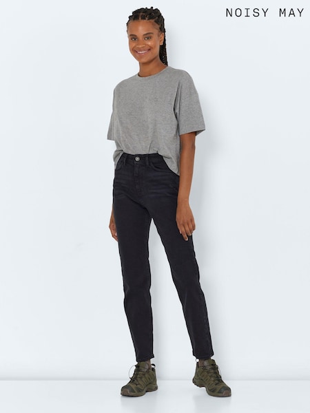 Черный - NOISY MAY 100% Cotton High Waisted Straight Leg Jeans (N50515) | €26