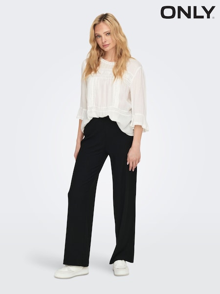 ONLY Black High Waisted Wide Leg 100% Cotton Trousers (N50532) | €32
