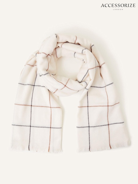 Accessorize White Carter Check Print Scarf (N50758) | AED91