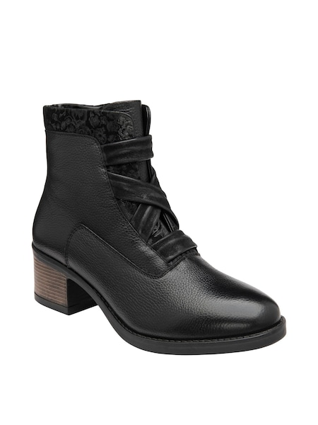Lotus Black Leather Ankle Boots (N50831) | €51