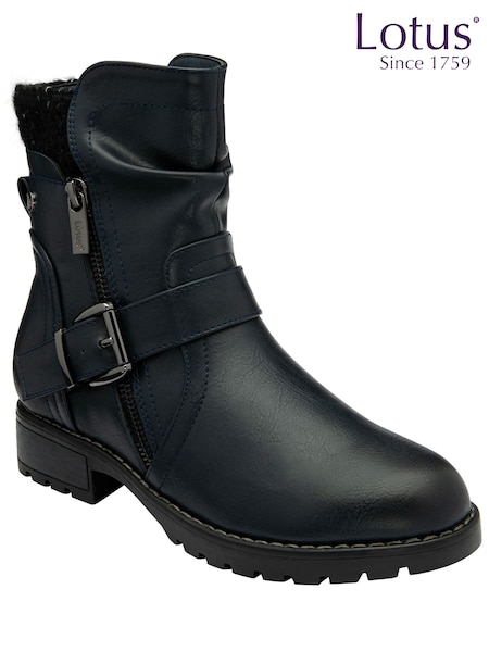 Lotus Blue Zip-Up Mid-Calf Boots (N50832) | €41.50
