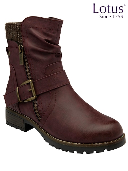 Lotus Red Zip-Up Mid-Calf Boots (N50844) | €50