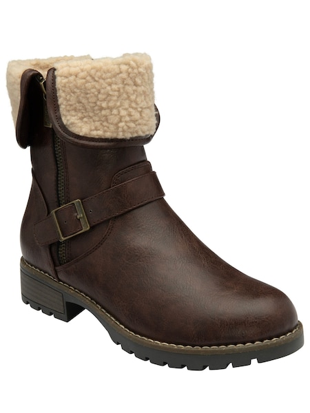 Lotus Brown Zip-Up Ankle Boots (N50848) | €53