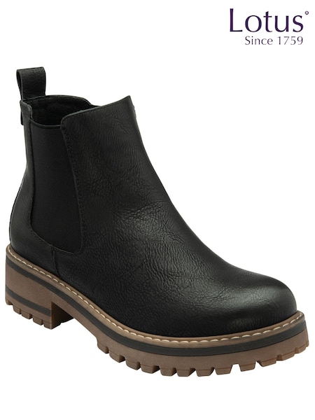 Lotus Black Zip-Up Chelsea Ankle Boots (N50850) | R$ 640