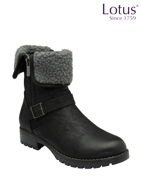Lotus Black Zip-Up Ankle Boots (N50855) | €53