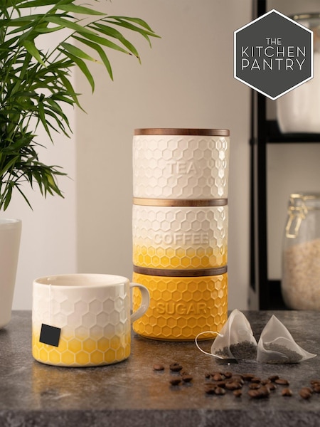 Kitchen Pantry Gold Set of 3 Stacking Storage Jars (N51074) | €47