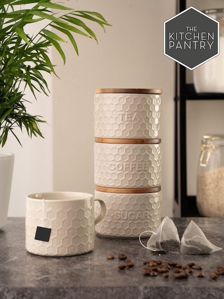Kitchen Pantry Grey Kitchen Pantry Set of 3 Stacking Storage Jars (N51078) | €47