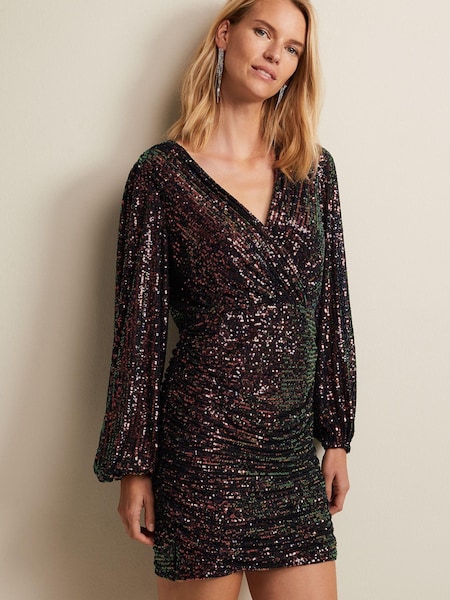 Phase Eight Purple Ruby Sequin Ruched Mini Dress (N51144) | €114