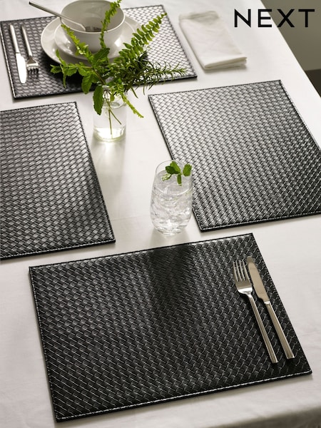 Set of 4 Bronx Textured Faux Leather Placemats (N51231) | €12