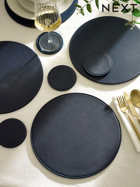 Set of 4 Reversible Faux Leather Placemats and Coasters Set (N51232) | ‏111 د.إ.‏
