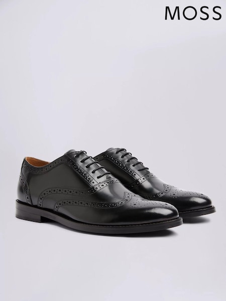 MOSS Black Oxford Brogue Shoes (N51567) | 396 QAR