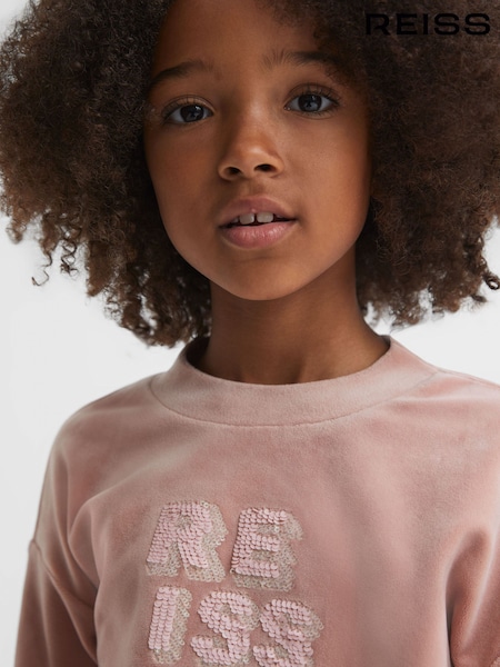 Reiss Pink Robin 13-14 yrs Velour Sequin Motif Jumper (N51686) | €65