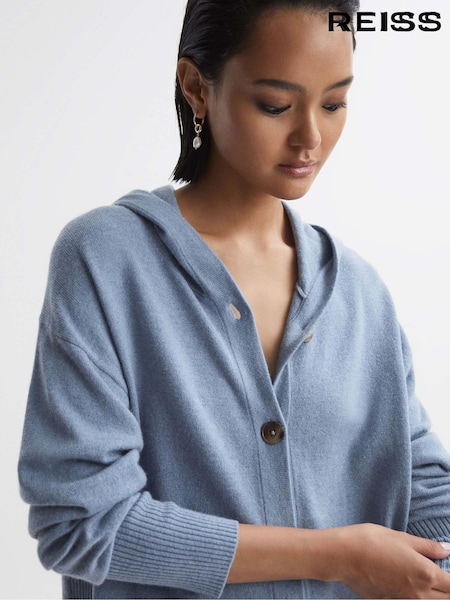 Reiss Indigo Evie Wool Blend Hooded Cardigan (N51689) | €95
