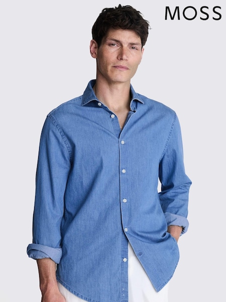 MOSS Blue Denim 100% Cotton Shirt (N51722) | €72