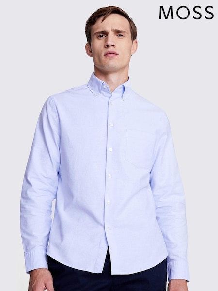 Синій - MOSS Washed оксфорд 100% Cotton сорочки (N51726) | 2 403 грн